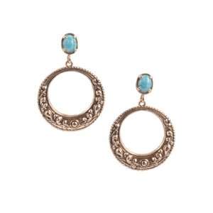    Bronzed By Barse Turquoise Howlite Post Hoop Earring Jewelry