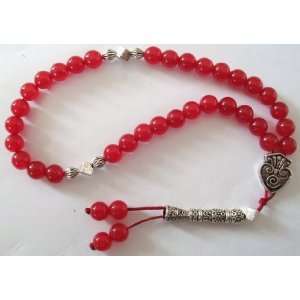  Prayer Worry Beads Traditional 33 X 8mm Red Jade Gemstone Bead 
