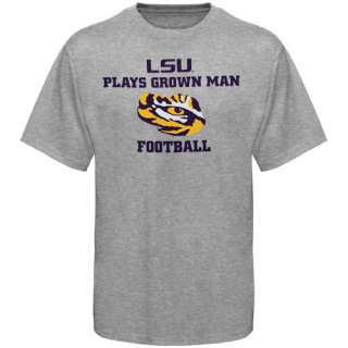 LSU Tigers Grown Man Football T Shirt   Ash  