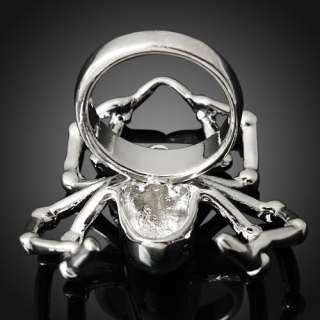 Womens Silver Tone Busy Spider Fashion Ring Size7 White Gold Plated 