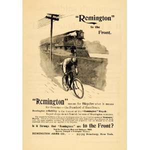  1895 Ad Bicycle Train Race Remington Arms Company Front 