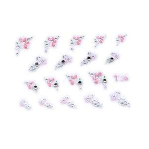   Pink Butterfly & White Floral Rhinestone Nail Stickers/Decals Beauty