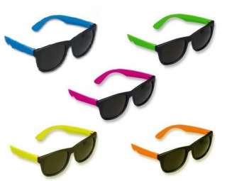 Retro 80s Sunglasses WAYFARER Neon Colors   Free Case  