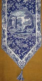 Spode Blue Italian Woven Tapestry Table Runner NEW  