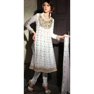  Ivory Wedding Salwar Suit with Beadwork and Embroidered 