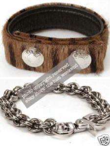 JIM tiger pony hair leather cuff +chain bracelet M m42  