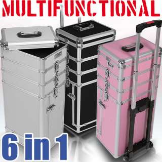 Travel Trolley Cosmetic Vanity Hairdresser Beauty Nail Makeup Case 