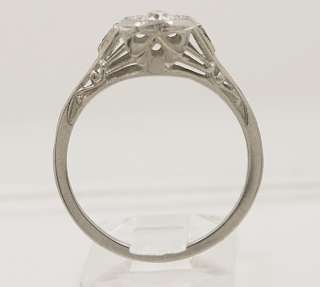 Antique Diamond, Sapphire & 18k White Gold Art Deco Engagement Ring 