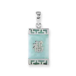   925 Sterling Silver Lucky Light Green Jade Necklace: Jewelry