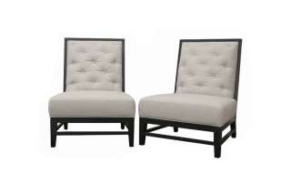 BIANKA modern Tufted Gray Linen Lounge Chair (Set of 2)  