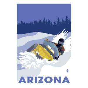 Arizona, Snowmobile Scene Giclee Poster Print, 24x32 