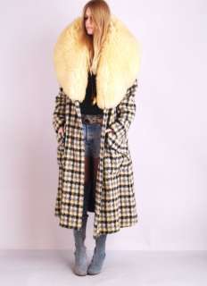 Vtg SHEARLING FUR Sheepskin Lamb HUGE COLLAR Wool Dress Jacket 