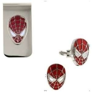  Spiderman 3D Red Logo Cufflinks and Money Clip Box Set 