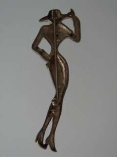 LARGE Figural & Hefty SS Pin / Brooch ART DECO LADY  