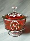  40th Anniversary/Birthday Hand Painted Ruby Covered Candy Dish