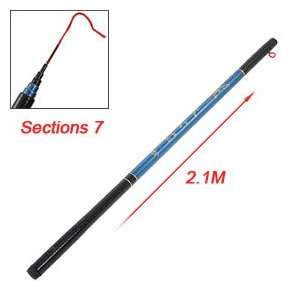 Retractable 7 Sections Telescopic Blue Fishing Rod 2.1M  