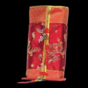  Red Satin Dragon Design Tissue Box Cover 