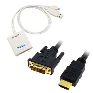  iKross Micro USB male to DVI female MHL Adapter + 25FT 
