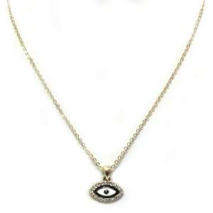 Antique Golden Evil Eye Beaded Crystal Necklace Pendant   Black and 