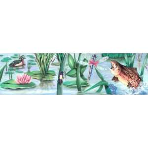    Pond Life Mural Style Wallpaper Border by 4Walls