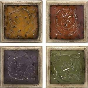    Rimona Pierced Metal And Wood Tiles (Set of 4)